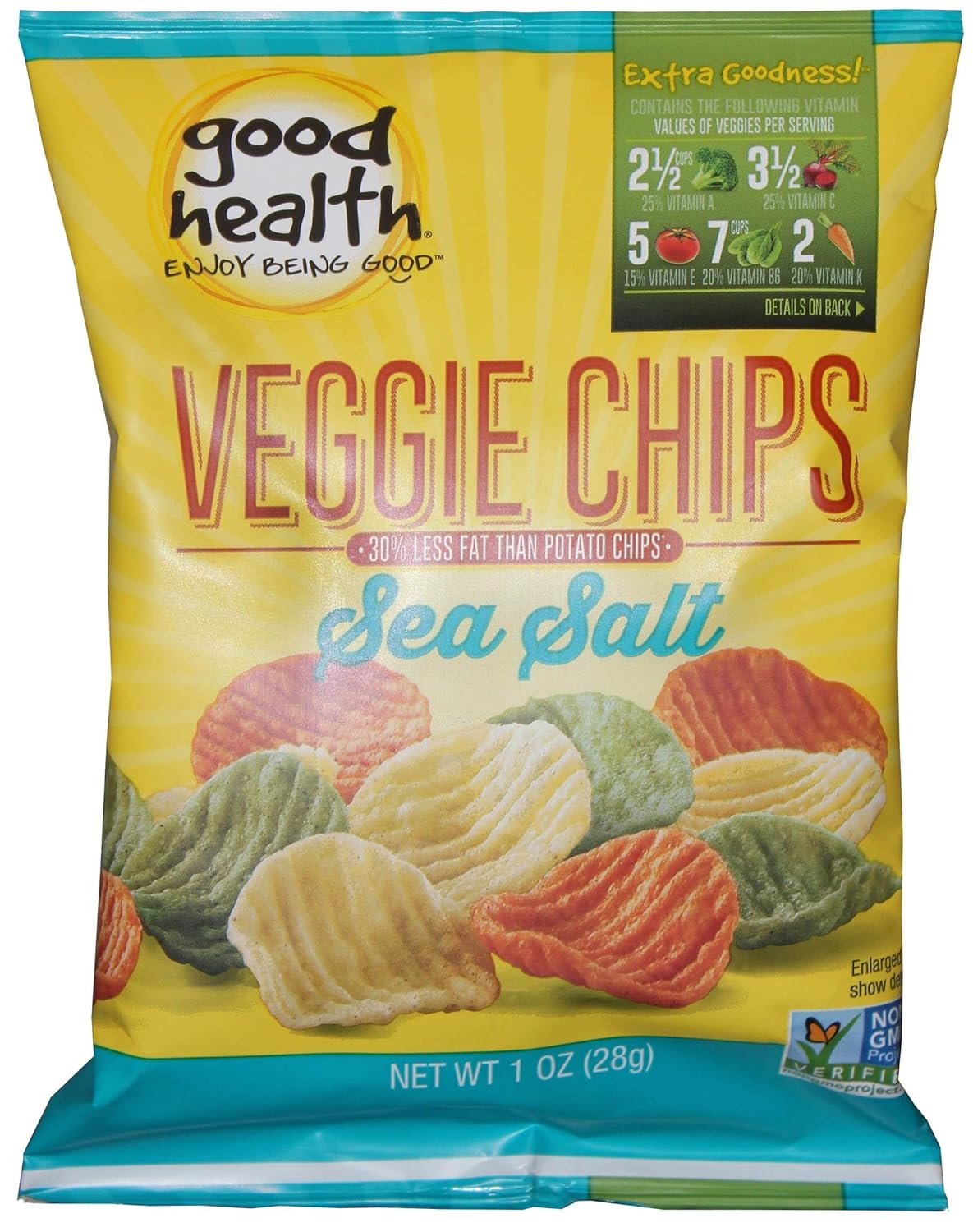 Good Health Natural Sea Salt Veggie Chips 1oz | Gluten-Free, Non-GMO (3 Bags)